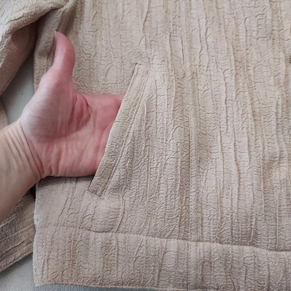 N Touch Crinkle Tan Lightweight Jacket Shacket Petite 14 - Picture 6 of 10
